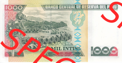 Banknoten Amerika Peru 1988, 1000 Intis (2) Sammlung