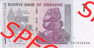 Banknoten Afrika Simbabwe 2007, 1 Dollar (1) Sammlung
