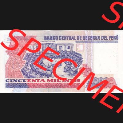 Banknoten Amerika Peru 1988, 50000 Intis (2) Sammlung