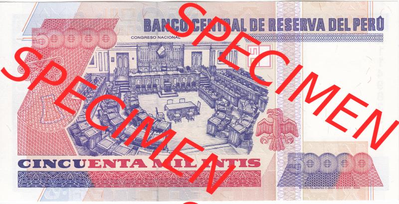 Banknoten Amerika Peru 1988, 50000 Intis (2) Sammlung