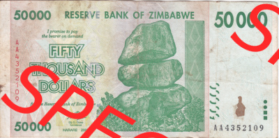 Banknoten Afrika Simbabwe 2008, 50000 Dollars (1) Sammlung