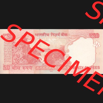 Banknote Indien 2015, 20 Rupien 100 (2) Sammlung