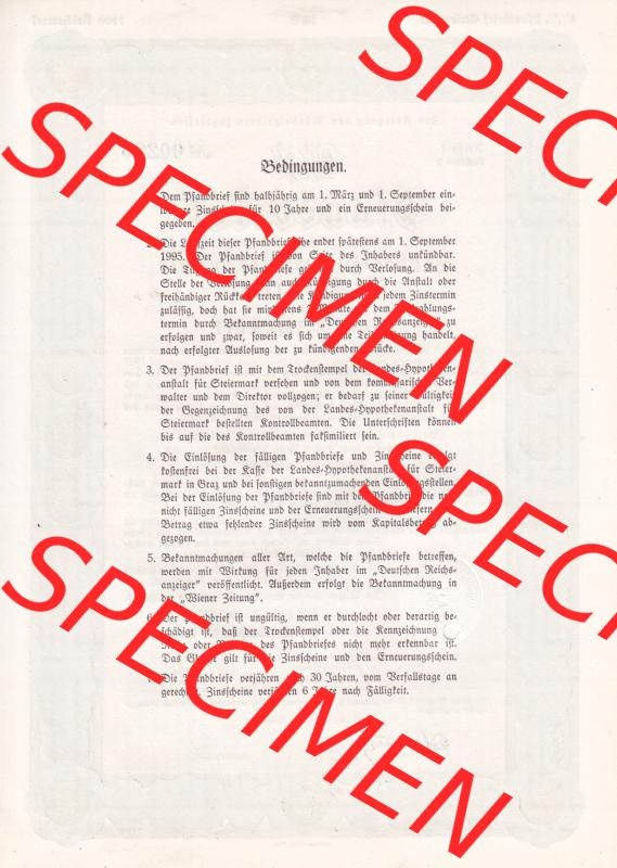 Österreich 1939, Graz, Pfandbrief der Landes-Hypothekenanstalt für Steiermark über 1000 Reichsmark (2) Sammlung