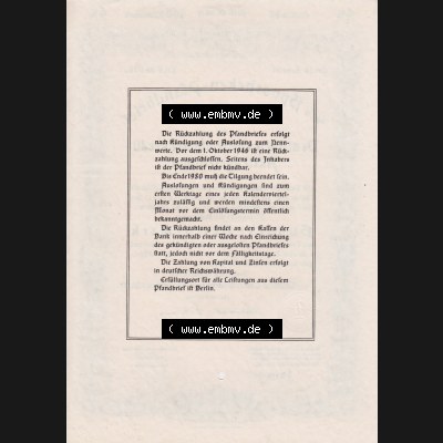1940, 4 Prozent Hypotheken-Pfandbrief über 100 Reichsmark Deutschen Centralbodenkredit-Aktiengesellschaft Einhundert Reichsmark (2) Sammlung