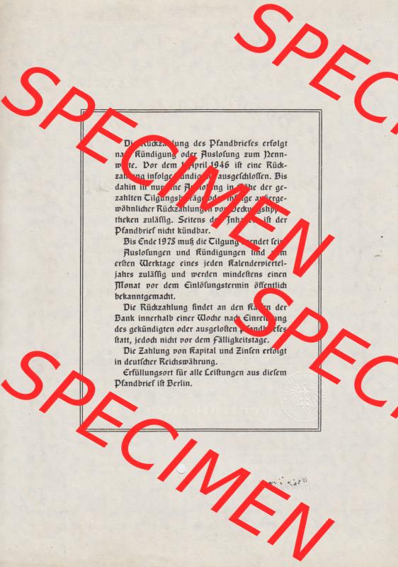 1940, 1000 Reichsmark Deutschen Centralbodenkredit-Aktiengesellschaft 1000 RM Hypotheken-Pfandbrief Eintausend Reichsmark (2) Sammlung