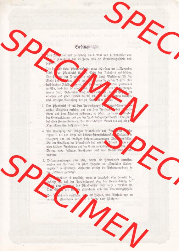 Österreich 1939, Reihe 1, Buchstabe D, 4.5 Prozent Pfandbrief, Zur Anlegung von Mündelgeldern zugelassen, Landes-Hypothekenanstalt (2) Sammlung