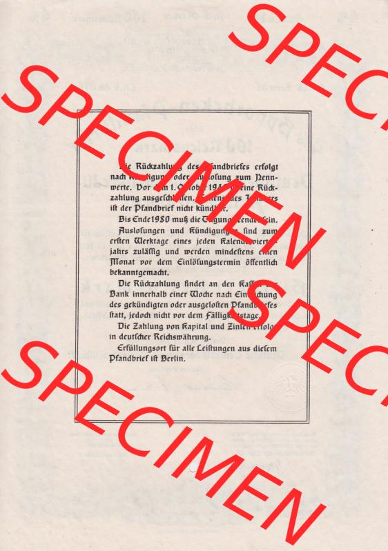 1940, 4 Prozent Hypotheken-Pfandbrief über 100 Reichsmark Deutschen Centralbodenkredit-Aktiengesellschaft Einhundert Reichsmark (2) Sammlung