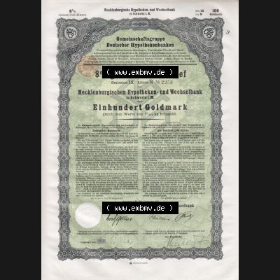 1928 September, Gemeinschaftsgruppe Deutscher Hypothekenbanken, Mecklenburgischen Hypotheken- und Wechselbank, Einhundert Goldmark (1) Sammlung
