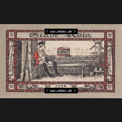 Notgeldscheine Köln / Cöln, Soldaten 1922 A III, 50 Pfennig 4 Sammlung