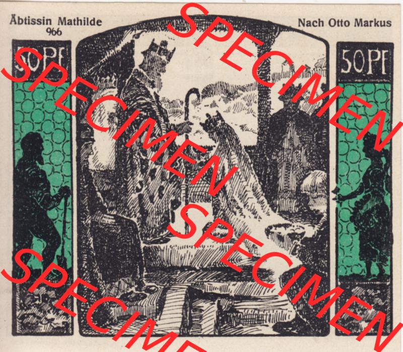 Notgeldscheine Quedlinburg, Stadt 1922, 50 Pfennig Äbtissin Mathilde 966 (1) Sammlung