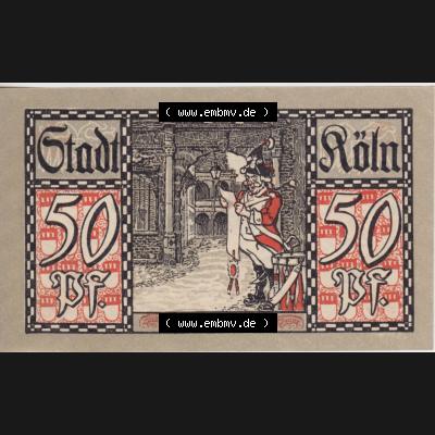 Notgeldscheine Köln / Cöln, Soldaten 1922 C I, 50 Pfennig 3 (1) Sammlung