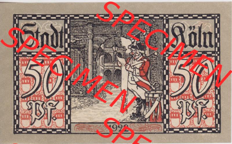 Notgeldscheine Köln / Cöln, Soldaten 1922 C I, 50 Pfennig 3 (1) Sammlung