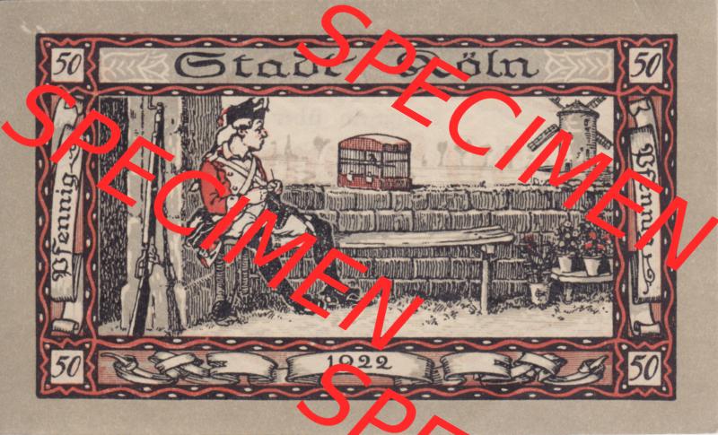 Notgeldscheine Köln / Cöln, Soldaten 1922 A III, 50 Pfennig 4 Sammlung