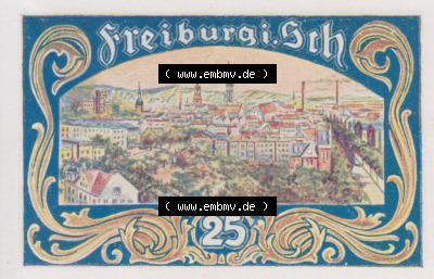 Notgeldscheine Freiburg, Stadt in Schlesien 25 Pfennig, Stadtansicht von Freiburg i. Schles (1) Sammlung