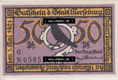 Notgeldscheine Merseburg, Stadt 50 Pfennig G (1) Sammlung