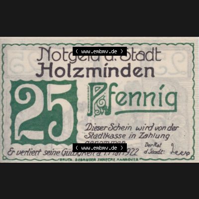 Notgeldscheine Holzminden, Notgeld (0001) Sammlung