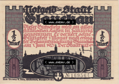 Notgeldscheine Glauchau, Stadt Notgeld 1921, Bebelserie Bild 2 Sammlung