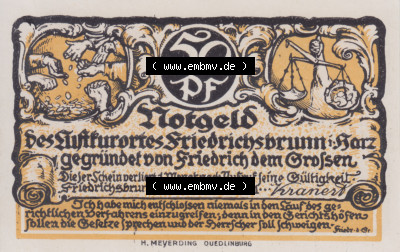 Notgeldscheine Friedrichsbrunn, Gemeinde in Provinz Sachsen Notgeld 1921, 50 Pfennig Blachfeld (1) Sammlung