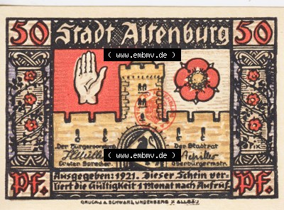 Notgeldscheine Altenburg, Stadt in Sachsen-Altenburg Notgeld 1921 50 Pfennig Sächs. Prinzenraub III (1) Sammlung