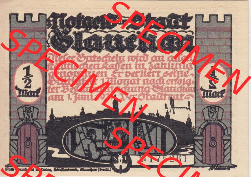 Notgeldscheine Glauchau, Stadt Notgeld 1921, Bebelserie Bild 3 Sammlung