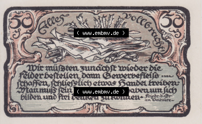 Notgeldscheine Friedrichsbrunn, Gemeinde in Provinz Sachsen Notgeld 1921, 50 Pfennig 10 Alles vollbracht (3) Sammlung