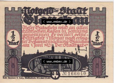 Notgeldscheine Glauchau, Stadt Notgeld 1921, Bebelserie Bild 1 Sammlung