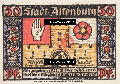 Notgeldscheine Altenburg, Stadt in Sachsen-Altenburg Notgeld 1921 50 Pfennig Sächs. Prinzenraub VI (1) Sammlung