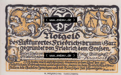 Notgeldscheine Friedrichsbrunn, Gemeinde in Provinz Sachsen Notgeld 1921, 50 Pfennig 10 Alles vollbracht (1) Sammlung