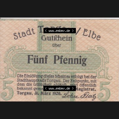 Notgeldscheine Torgau, Stadt in Provinz Sachsen Notgeld (0001) Sammlung