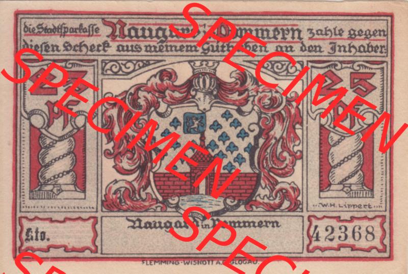 Notgeldscheine Naugard, Stadtsparkasse in Pommern Notgeld Naugard 25 Pfennig Die Zunftpokale (1) Sammlung