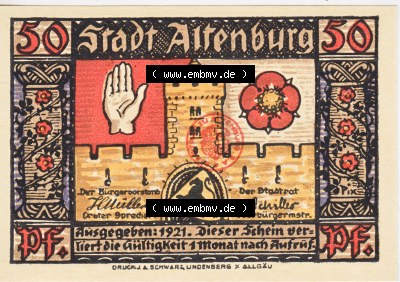 Notgeldscheine Altenburg, Stadt in Sachsen-Altenburg Notgeld 1921 50 Pfennig Sächs. Prinzenraub VII (1) Sammlung