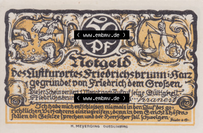 Notgeldscheine Friedrichsbrunn, Gemeinde in Provinz Sachsen Notgeld 1921, 50 Pfennig König allein (1) Sammlung