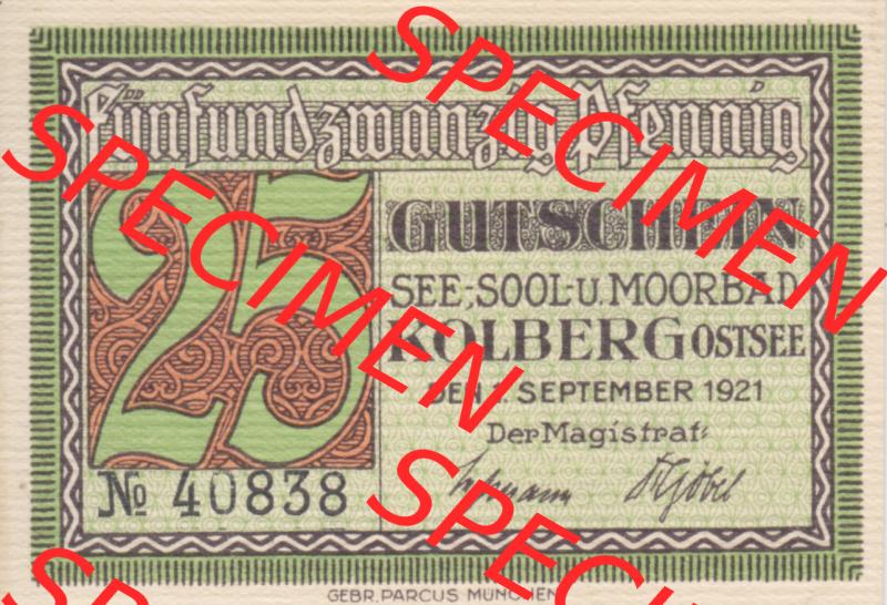 Notgeldscheine Kolberg, Stadt in Pommern Notgeld Persönlichkeiten 25 Pfennig, Schill (1) Sammlung