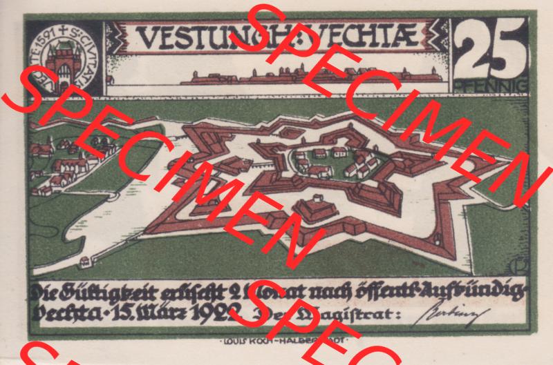 Notgeldscheine Vechta, Stadt in Oldenburg 4, 25 Pfennig (1) Sammlung