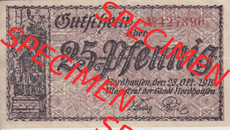 Notgeldscheine Nordhausen, Stadt in Provinz Sachsen Notgeld 1919, 25 Pfennig (1) Sammlung