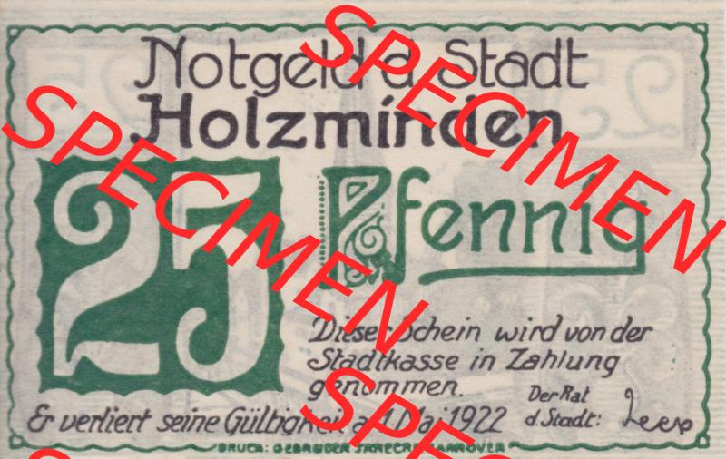 Notgeldscheine Holzminden, Notgeld (0001) Sammlung