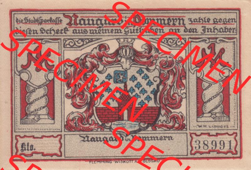 Notgeldscheine Naugard, Stadtsparkasse in Pommern Notgeld Naugard, 1 Mark (1) Sammlung
