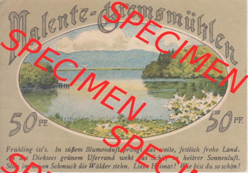 Notgeldscheine Malente Gremsmühlen, Stadt in Oldenburg-Eutin, 50 Pfennig Notgeld (0005) Sammlung