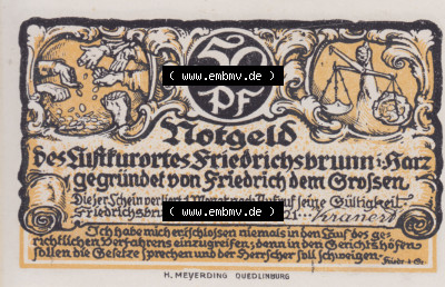 Notgeldscheine Friedrichsbrunn, Gemeinde in Provinz Sachsen Notgeld 1921, 50 Pfennig Schloss Sanssouci (1) Sammlung