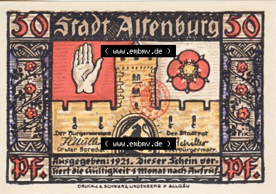 Notgeldscheine Altenburg, Stadt in Sachsen-Altenburg Notgeld 1921 50 Pfennig Sächs. Prinzenraub I. (1) Sammlung