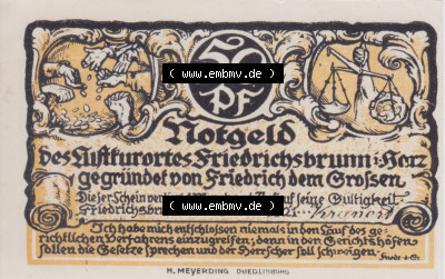 Notgeldscheine Friedrichsbrunn, Gemeinde in Provinz Sachsen Notgeld 1921, 50 Pfennig Arbeitszimmer Potsdam (1) Sammlung