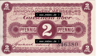 Notgeldscheine Merseburg, Stadt in Provinz Sachsen Notgeld Merseburg 2 Pfennig (1) Sammlung
