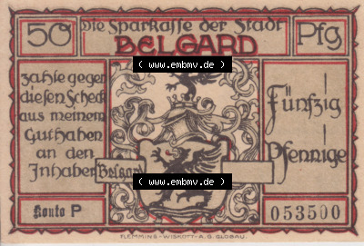 Notgeldscheine Belgrad, Stadt in Pommern Notgeld Uniformen 192x, 50 Pfennig (1) Sammlung