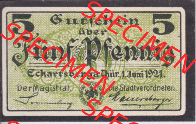 Notgeldscheine Eckartsberga, Notgeld (0001) Sammlung