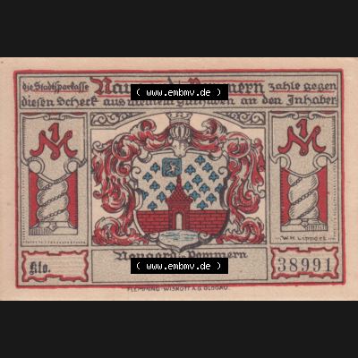 Notgeldscheine Naugard, Stadtsparkasse in Pommern Notgeld Naugard, 1 Mark (1) Sammlung