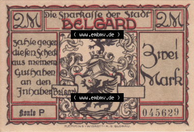 Notgeldscheine Belgrad, Stadt in Pommern Notgeld Uniformen 192x, 2 Mark (1) Sammlung