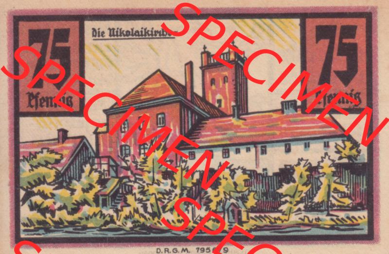 Notgeldscheine Stolp, Sparkasse in Pommern Notgeld Stolp 75 Pfennig Die Nikolaikirche (1) Sammlung
