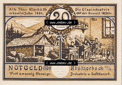 Notgeldscheine Stützerbach, Gemeinde in Sachsen-Weimar-Eisenach Notgeld 1921, Serie 1, 20 Pfennig (1) Sammlung
