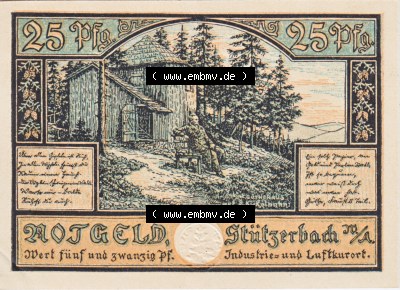 Notgeldscheine Stützerbach, Gemeinde in Sachsen-Weimar-Eisenach Notgeld 1921, Serie 1, 25 Pfennig Industrie und Luftkurort (1) Sammlung