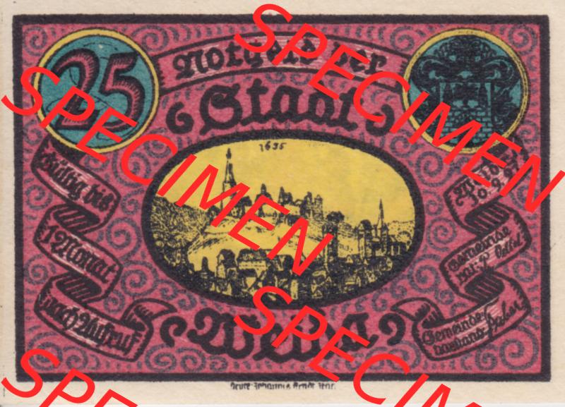 Notgeldscheine Weida, Stadt in Sachsen-Weimar-Eisenach Notgeld 25 Pfennig (1) Sammlung